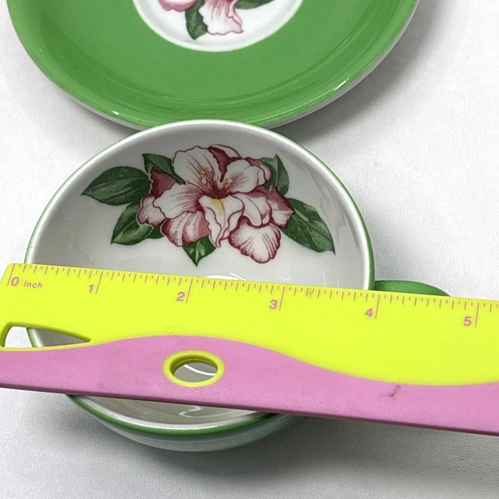 Vtg Shenango Green Greenbriar Hotel Coffee Cups Saucer Dorothy Draper Design 50s